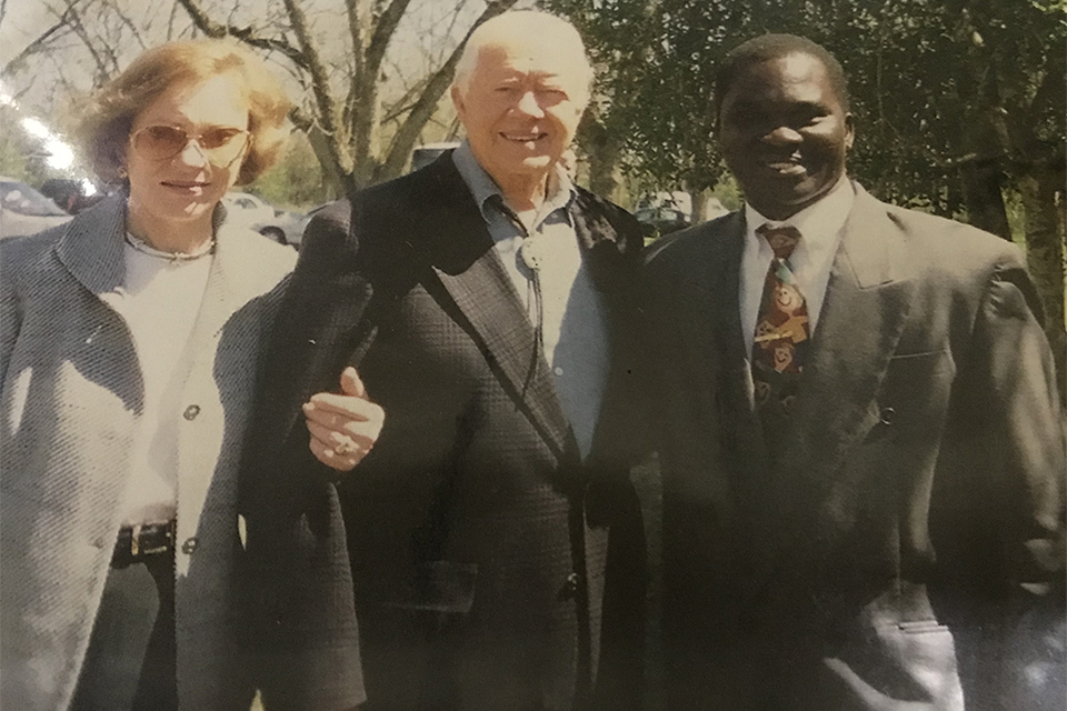 Rev. Dr. Enim preaching at former president of the united state, Jimmy Charter's Church in Plains Georgia, USA